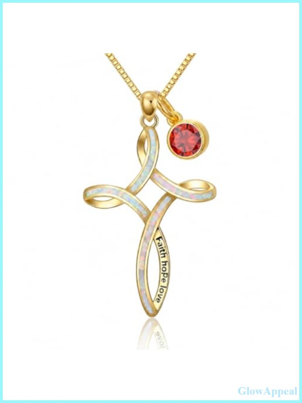 14K Gold Plated Celtic Cross Necklace Opal Birthstone Pendant